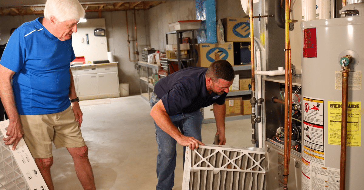 technician changing filter
