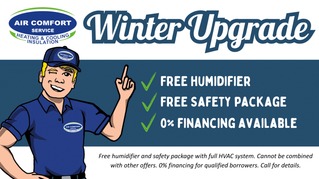 Free humidifier and safety package with a new full HVAC system for a limited time.